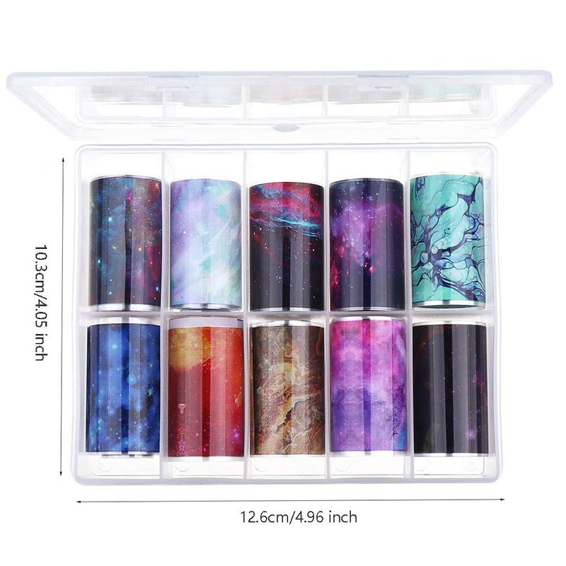 Marble Nail Art Foils Transfer Stickers Marble Stone Nail Foil Adhesive Decals 10 Rolls Foils Transfer Holographic Starry Sky Marble Designs Decal for Women Acrylic Nails Decoration Manicure Tips - BeesActive Australia