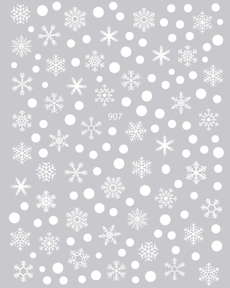 6 Sheets 3D Snowflake Nail Art Stickers, Self-Adhesive Big Snowflake Nail Decals in White Shining Gold and Silver Color for Holiday DIY Manicure and Gift - BeesActive Australia