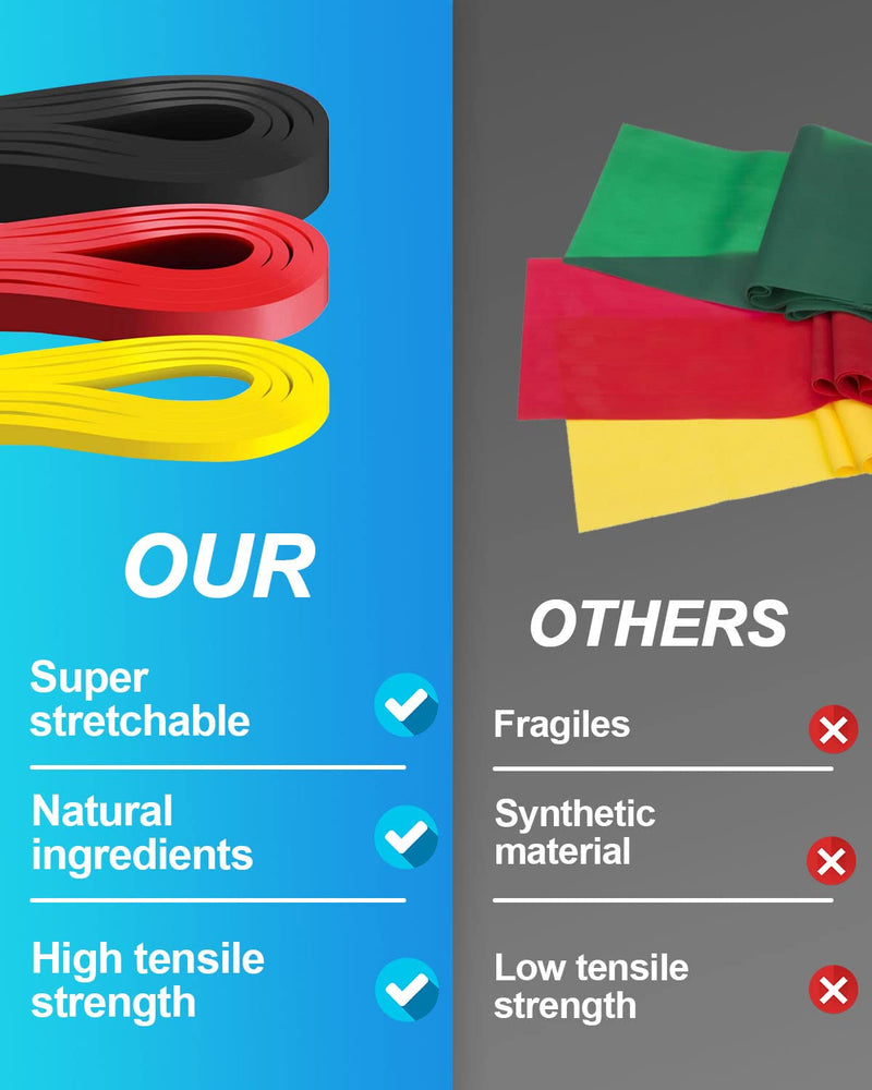 Victoper Resistance Bands（3 Pieces）Pull Up Bands Gym Bands Resistance for Exercise Strength Training Fitness Pilates Yoga Stretch Toning，Pull up Resistance Band Includ Door Anchor and Storage Bag Yellow/Red/Black - BeesActive Australia