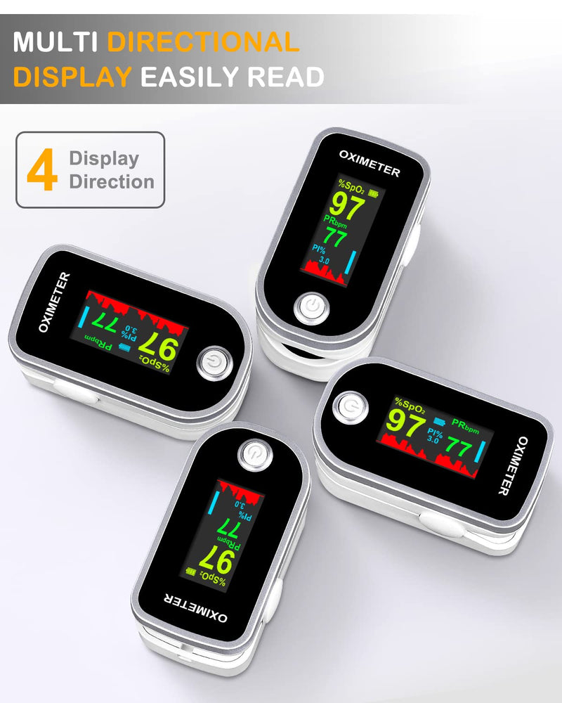 Pulse Oximeter Fingertip - Oxygen Meter Finger Pulse Oximeter - Blood Oxygen Saturation Monitor with Heart Rate and Fast Spo2 Reading, Pulse Ox with TFT Screen, Lanyard - BeesActive Australia