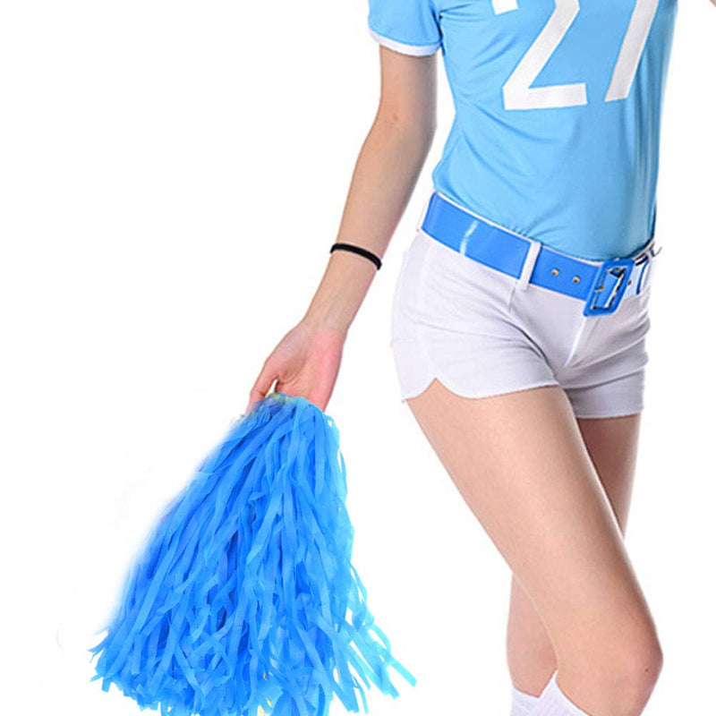 [AUSTRALIA] - baotongle 12 pcs Cheerleading Pom Poms Hand Flowers Cheerleader Pompoms Sports Dance Cheer Plastic Pom Pom for Sports Team Spirit Cheering Ball Dance Fancy Dress Night Party Blue 20Gram 