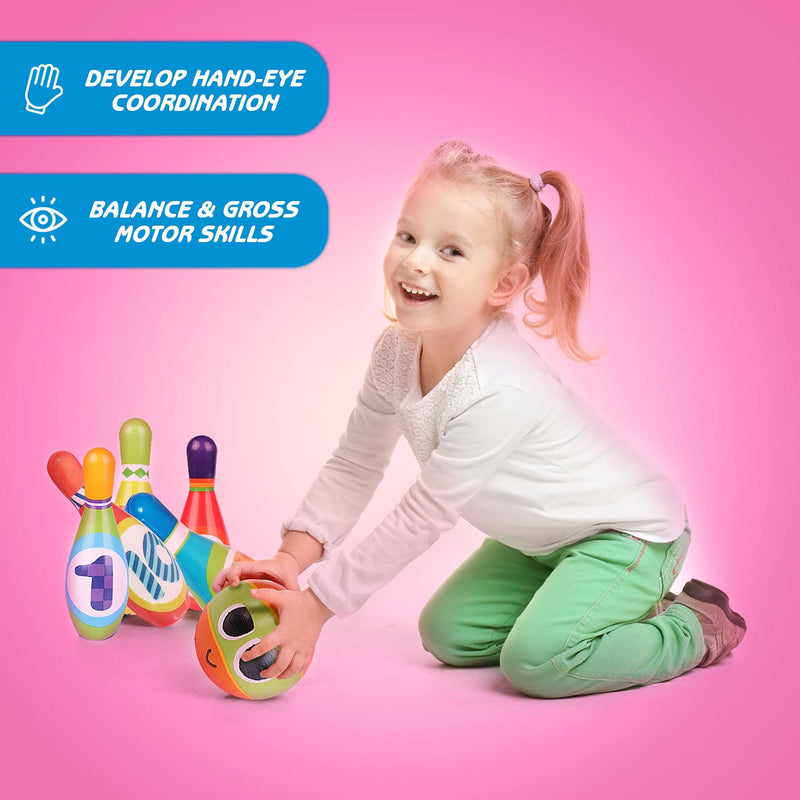 ToyVelt Kids Bowling Set - with 10 Bowling Pins & 2 Balls - Educational Early Development Indoor & Outdoor Games Set - for Toddlers & Infants Boys & Girls Ages 3,4,5 -12 Years Old - BeesActive Australia