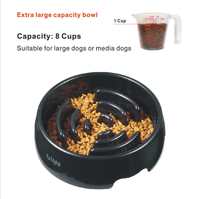 Tolopu Slow Feeder Dog Bowls Stop Bloat Bowl Anti-Choking Anti-Gulping & Fun Feeding Bowl Large BLACK - BeesActive Australia