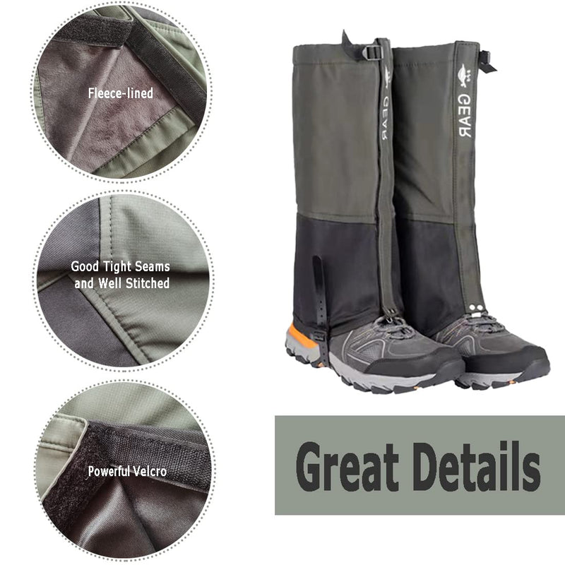 WUSHANG Leg Gaiter Snow Boot Gaiter Waterproof Gaiter for Men Women Shoe Gaiter for Hiking Hunting Skiing Camping Climbing Large - BeesActive Australia