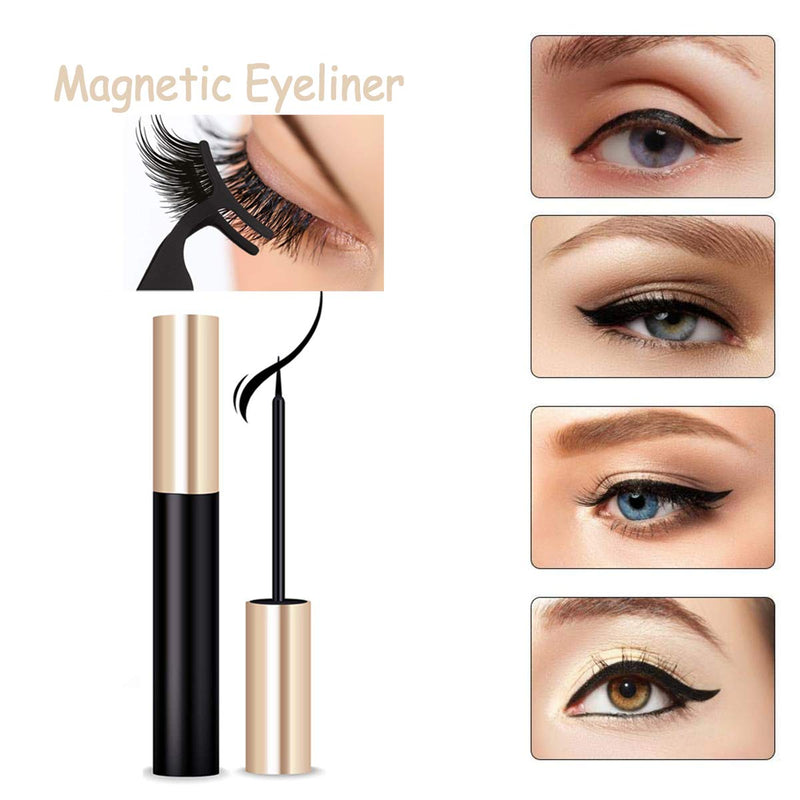 Magnetic Eyelashes With Eyeliner, Waterproof Magnetic Liquid Eyeliner, Light weight & Easy to Wear, Best 3D Reusable Eyelashes - BeesActive Australia