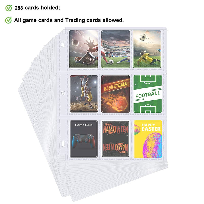 POKONBOY 288 Pockets Trading Card Storage Album Pages Card Collector Coin Holders Wallets Sleeves Card Binder Set Perfect for Skylanders, Top Trumps, Sports Cards - BeesActive Australia