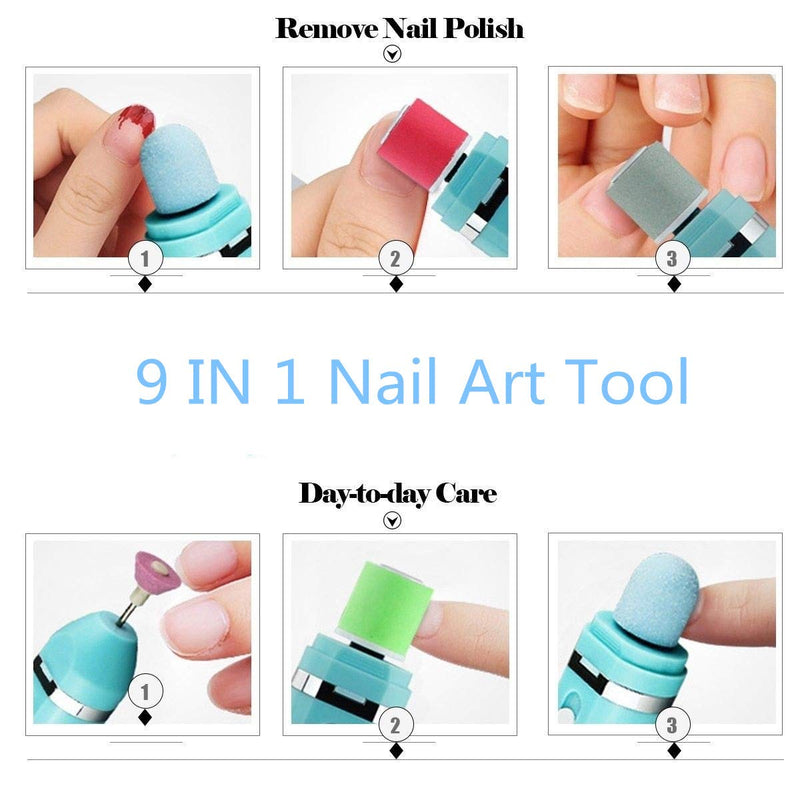 Nail Drill & Hair Removal for Women Painless 9 in 1 Electric Nail File Pedicure Tool Manicure Set Callus Remover Pumice Stone for Feet Hands - BeesActive Australia