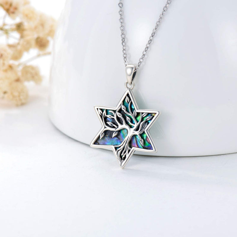 ONEFINITY Tree of Life Necklace 925 Sterling Silver Abalone Shell Celtic Knot Pendant Necklace for Women Jewelry Star of David Tree - BeesActive Australia
