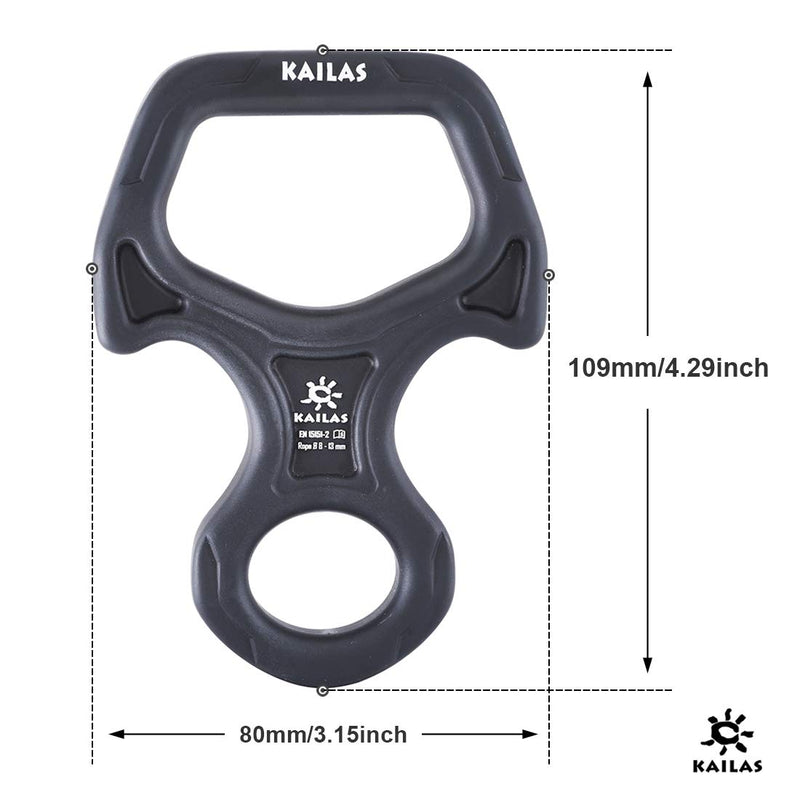 KAILAS Rescue Figure 8 Descender with Ears/Horns Rappelling Gear Belay Device Climbing Skills Black - BeesActive Australia