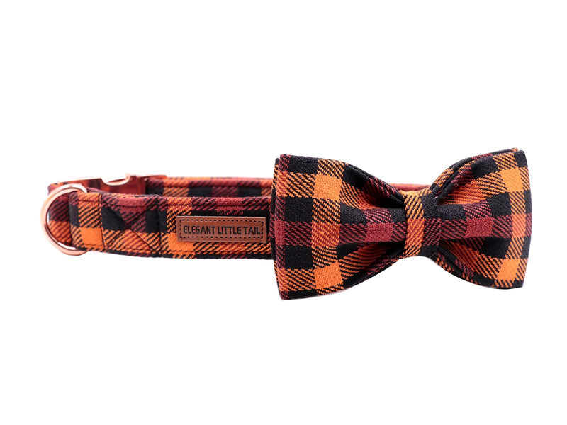 Elegant little tail Dog Collar with Bow, Cotton & Webbing, Bowtie Dog Collar, Adjustable Dog Collars for Small Medium Large Dogs and Cats Large (Pack of 1) Black and Yellow - BeesActive Australia