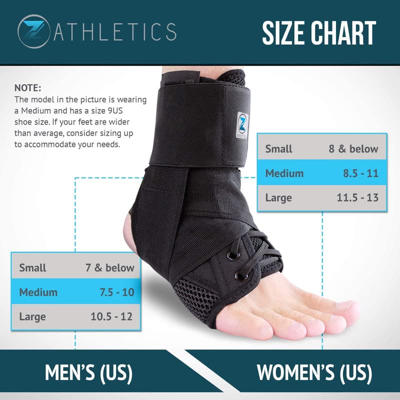 Z ATHLETICS Zenith Ankle Brace, Lace Up Adjustable Support – for Running, Basketball, Injury Recovery, Sprain! Ankle Support Wrap for Men, Women, and Children (Black, Medium) Medium (Pack of 1) Black - BeesActive Australia