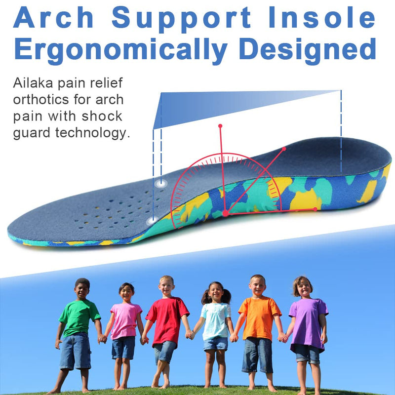 Ailaka Kids Orthotic Cushioning Arch Support Shoe Insoles, Children EVA Foam Inserts for Flat Feet, Plantar Fasciitis 2.5/4 UK - BeesActive Australia