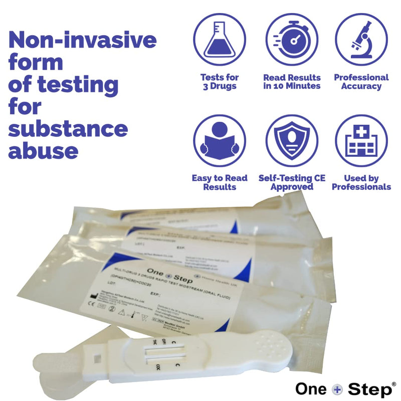 5 x Saliva Drug Test Kits - 3 Drug Oral Fluid Testing Kit - Tests for Cannabis, Cocaine & Heroin (Opiates) - One Step 5 Tests - BeesActive Australia