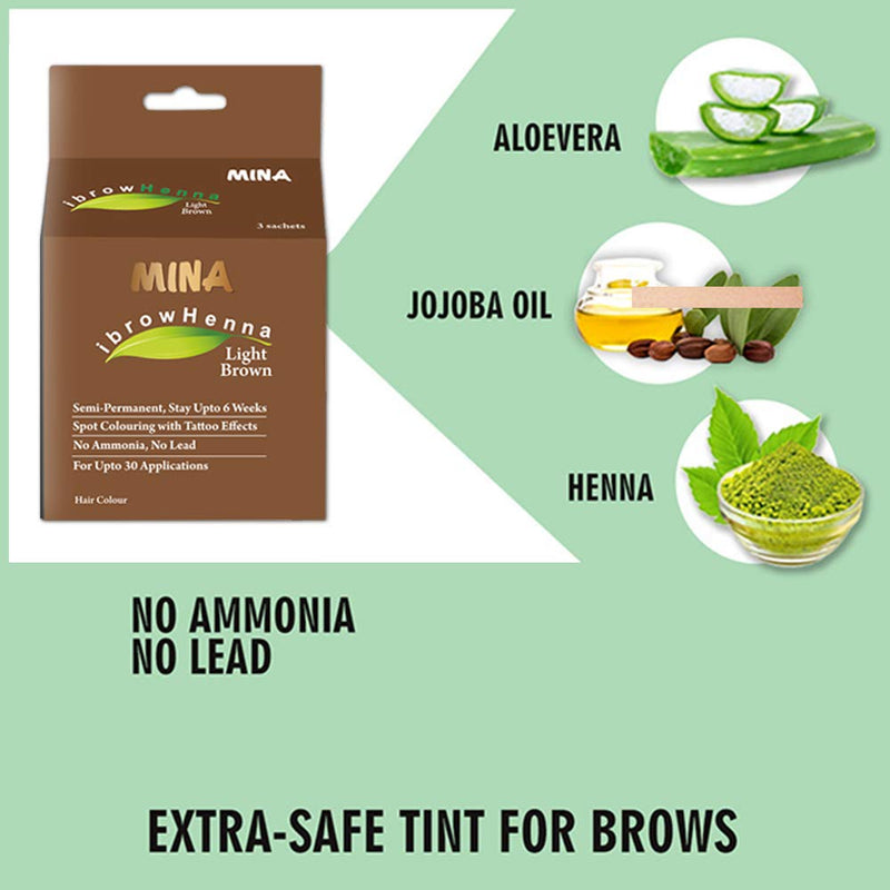 MINA ibrow Henna Light Brown tint with Brow Oil - BeesActive Australia