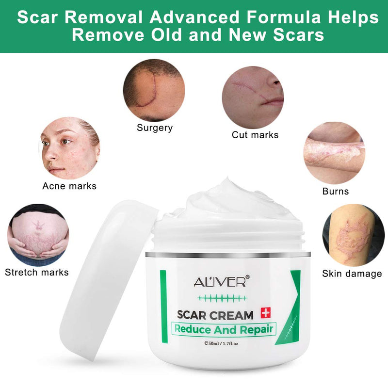Scar Removal Cream 50G Scar Cream for Old New Scars Stretch Mark Removal Acne Spots and Burns Repair, Face Skin Repair Cream for Men & Women - BeesActive Australia