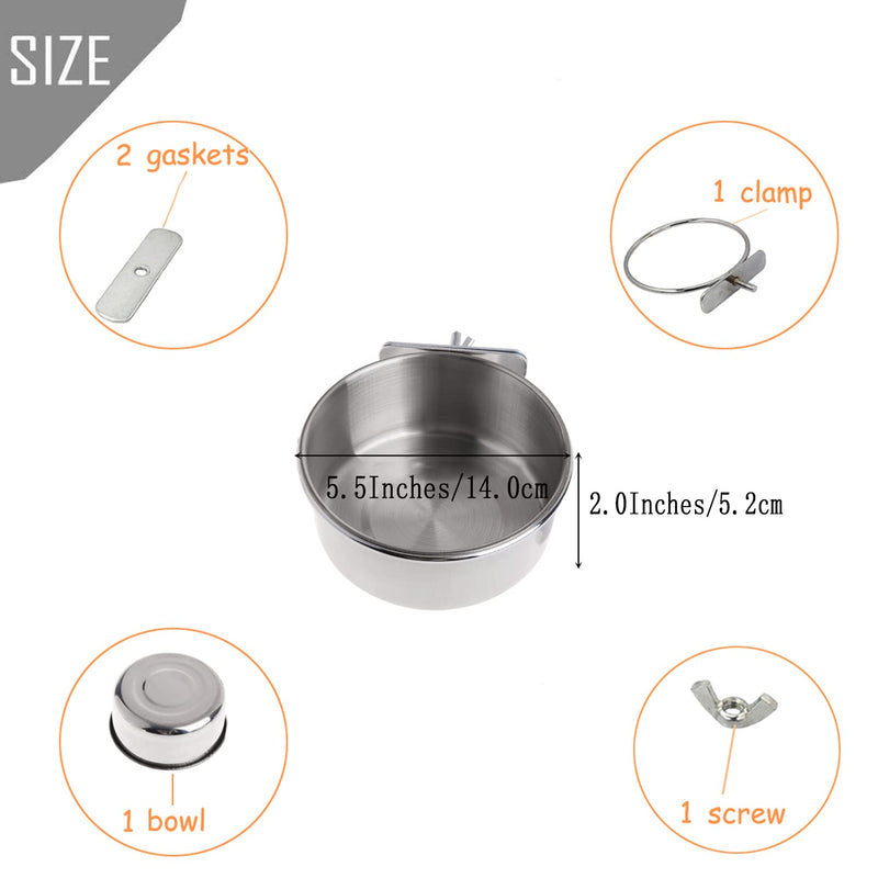 PINVNBY Bird Feeding Dish Cups Parrot Stainless Steel Food Water Dish Perch Stand Platform Paw Grinding Toy Feeder Cage Bowl with Clamp Holder for Budgies Parakeet Macaw Small Animal (5 Pack) 3PCS-L - BeesActive Australia