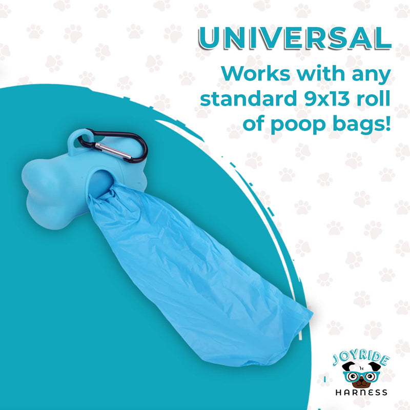 Joyride Harness Poop Bag Dispenser - Additional Unscented Roll of Premium 9”x13” Poop Bags Included, Universal Fit, D-Clip Attaches to Leash or Harness, Clean, Convenient & Secure Poop Disposal System - BeesActive Australia