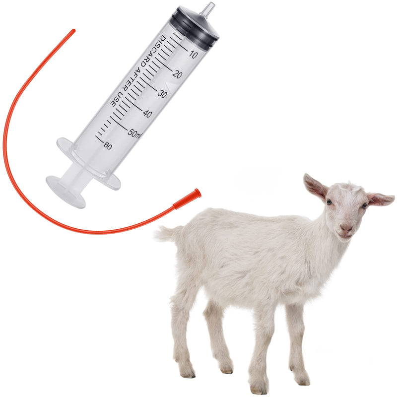 3 Sets Puppy Kitten Feeding Tube Kit, 3 Pcs 60 ml Clear Plastic Goat Syringe 3 Pcs 14 FR Red Rubber Feeding Tube, Feeding Syringe Feeding Tube Supplies for Lamb Goat Animals - BeesActive Australia