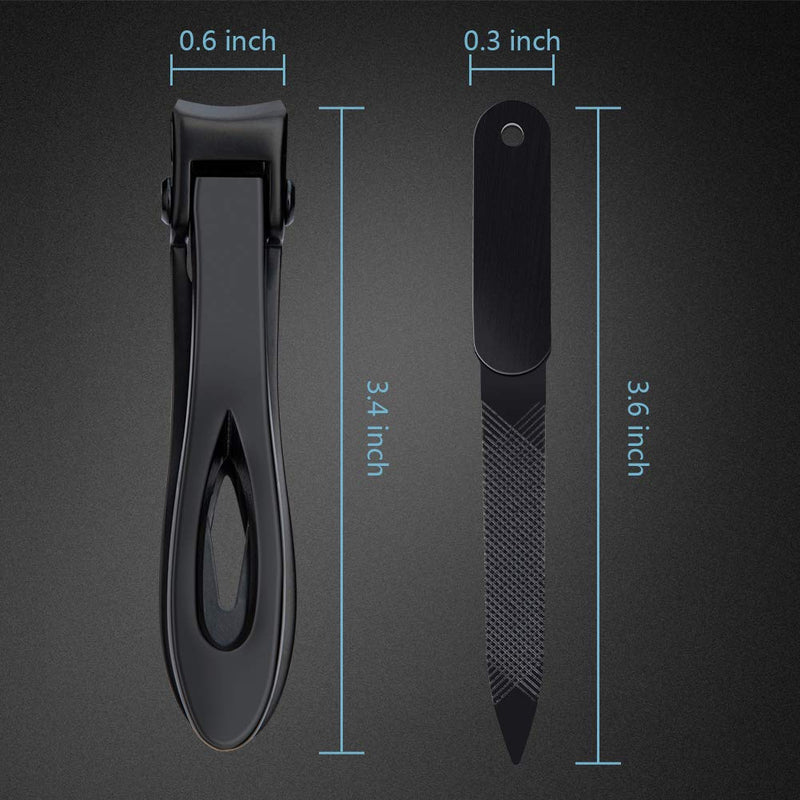 15mm Wide Jaw Opening Nail Clippers for Thick Nails Fingernails and Toenails Clippers for Ingrown Toenails Oversized Stainless Steel Nail Clipper Set Black - BeesActive Australia