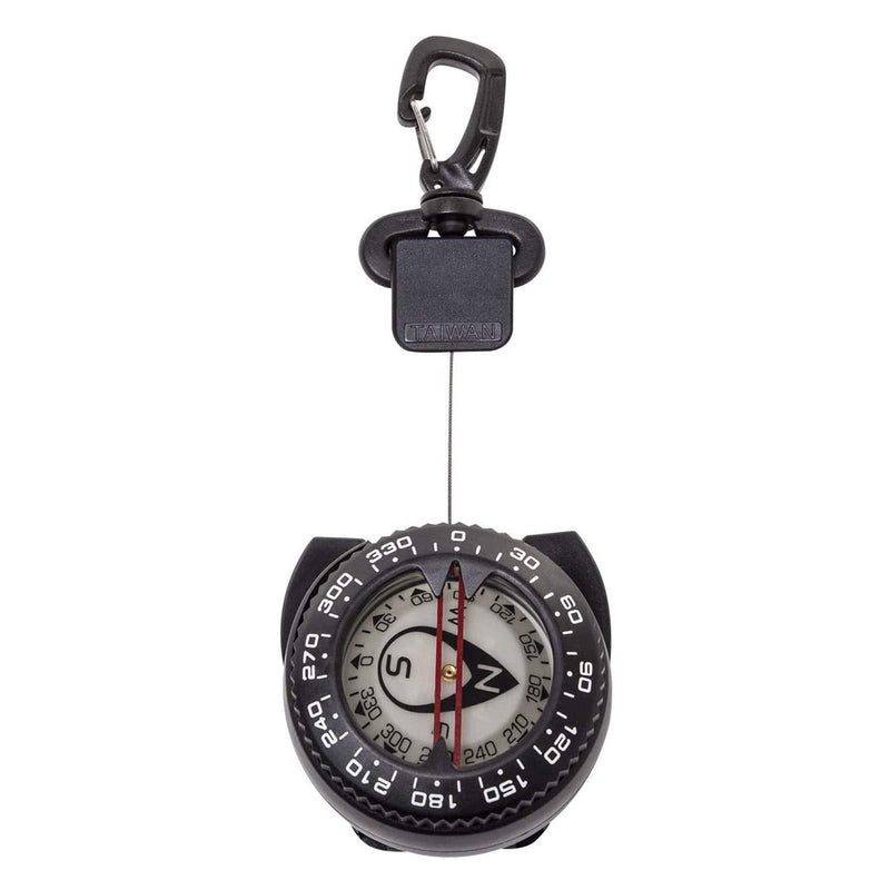 Trident Retractor Compass with Gate snap, Waterproof Oil Filled Compass for Scuba, Camping, Kayaking and Outdoor Sports Black, Gate Clip - BeesActive Australia