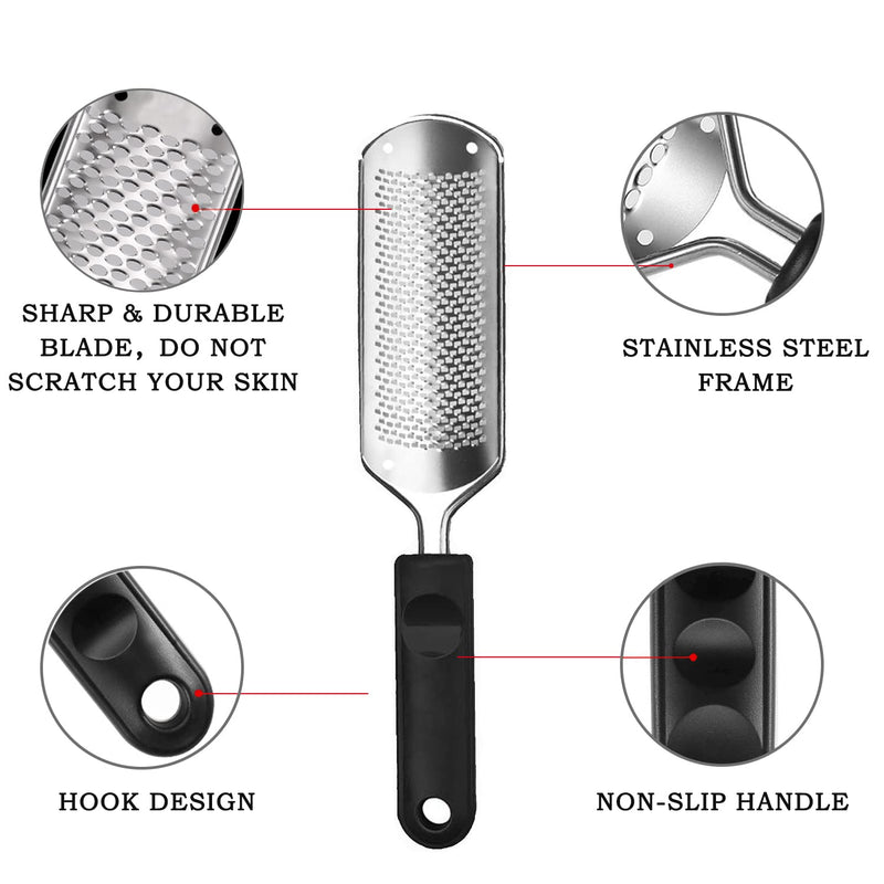 Foot Files Hard Skin Remover, Heel Scraper Scrubber Rasp Grater Professional Pedicure Care Tool for Dead Rough Skin Dry Cracked Feet - BeesActive Australia