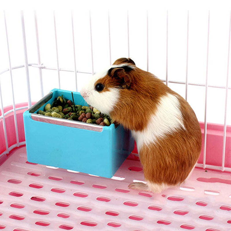 ZOOPOLR Cage Feeder Food & Water Hay Bowl Dish Bin Feeder, Small Animal Supplies for Rabbit Guinea Pig Chinchilla Hamster Ferret Blue - BeesActive Australia