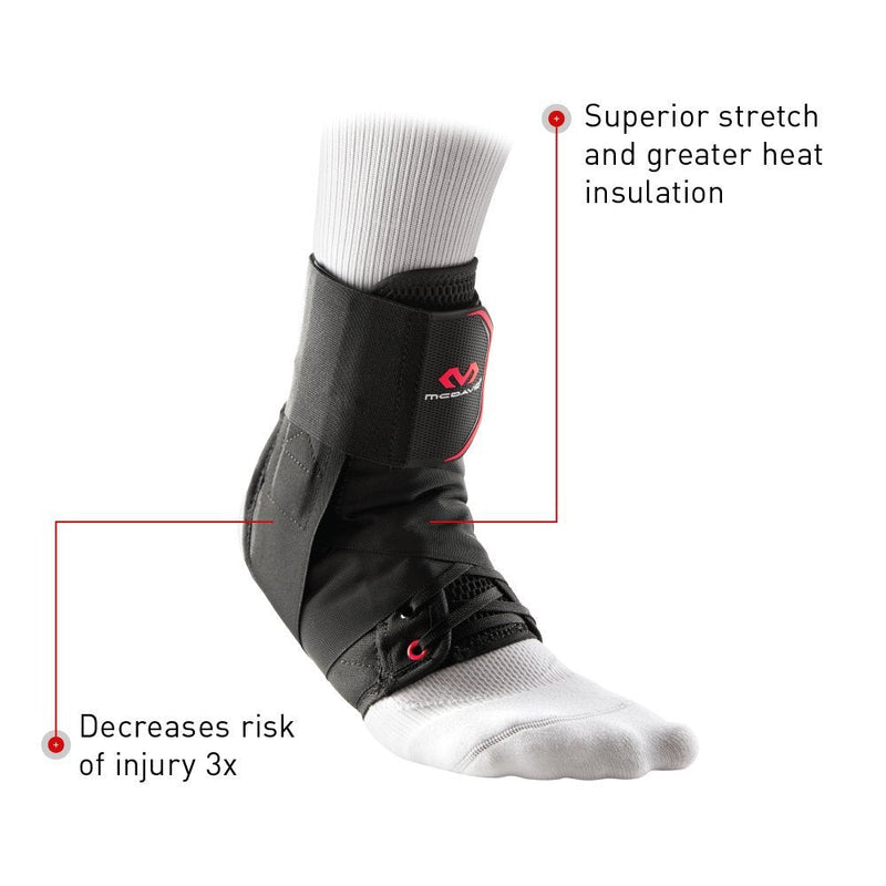 McDavid Ankle Brace with Straps, Maximum Support, Comfortable Compression & Breathable Design L BLACK - BeesActive Australia