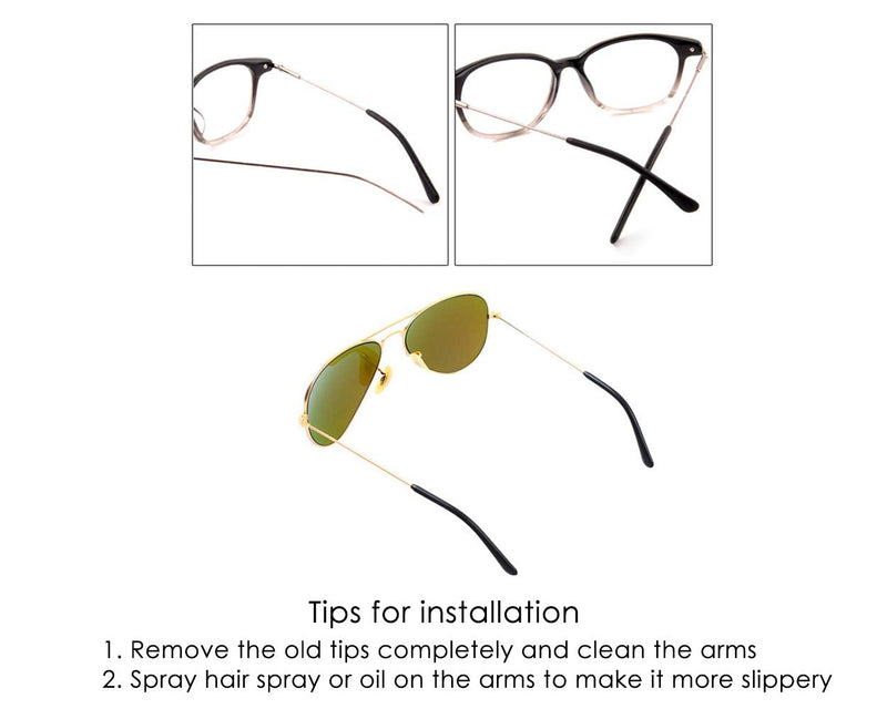 SCSpecial Eyeglass End Tips 6 Pairs Silicone Ear Sock Pieces Tubes Anti-Slip Replacement Glasses Ear Cushion for Thin Metal Eyeglass Legs - Black - BeesActive Australia