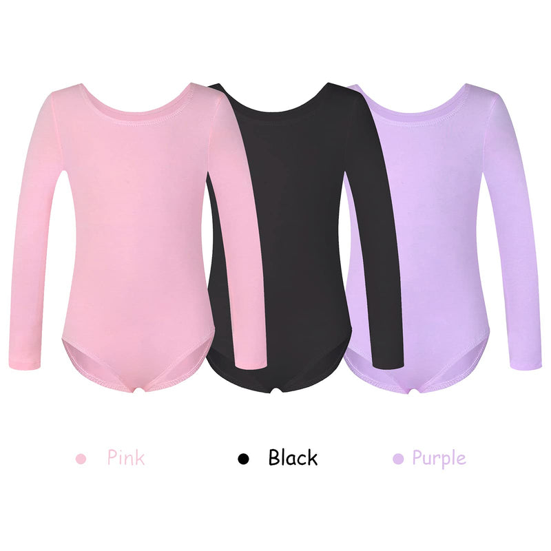 Girls Long Sleeve Team Basic Leotards For Kids Lavender 10-12 Years - BeesActive Australia