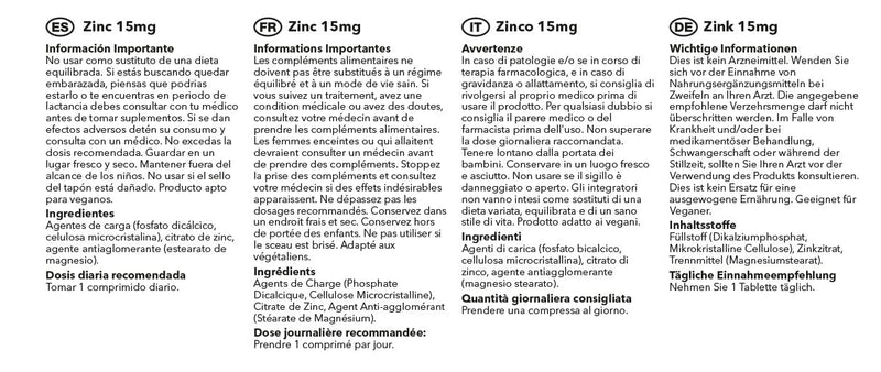 Zinc Tablets 15mg | High Strength Zinc Supplement Provides 150% NRV | Vegan & Vegetarian Friendly | Support for Immune System, Hair & Fertility | 360 Tablets | Manufactured in The UK - BeesActive Australia
