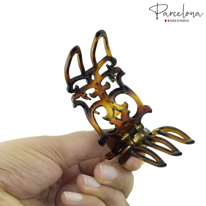 Parcelona French Intricate Celluloid Small Shell Slide in Side Slider Hair Updo Claw for Fine Hair - BeesActive Australia