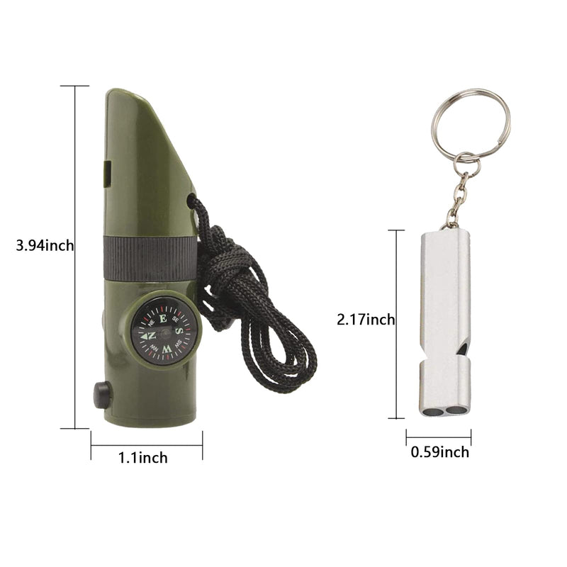 3 Pcs Emergency Survival Whistle 7-in-1 Multifunction Safety Whistle Flashlight Compass Thermometer Magnifier Rescue Signaling Reflector Mirror 2 High Pitch Double Tubes Emergency Survival Whistle - BeesActive Australia