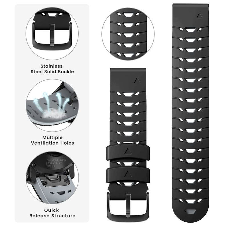 CUZOW Compatible with Garmin Fenix 7 Band 22mm Soft Silicone Quick Fit Two-tone Watch Strap for Garmin Fenix 5 / Fenix 5 Plus / Fenix 6 / Fenix 6 Pro / Fenix 7 , Epix , Forerunner 935 / 945 , Instinct / Instinct 2 / Instinct Esports , MARQ Golfer , App... - BeesActive Australia