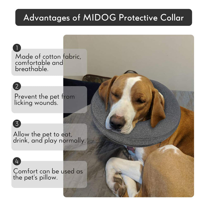 MIDOG Dog Cone Collar for After Surgery, Pet Inflatable Collar Soft Protective Recovery Cone for Dogs and Cats to Prevent Pets from Touching Stitches, Wounds and Rashes X-Large(Neck:18"-24") Grey - BeesActive Australia