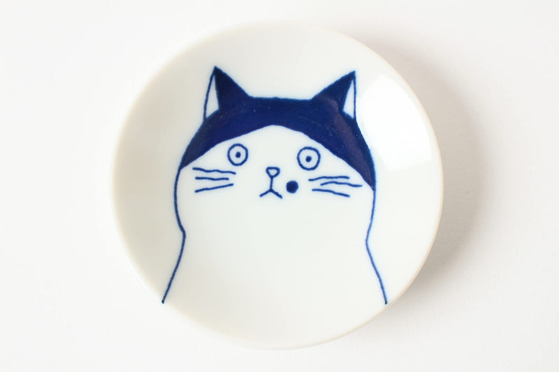 Mino ware Japanese Ceramics Mini Plate/Dish Set of 5 Five Cat Faces White & Blue made in Japan (Japan Import) GBS001 - BeesActive Australia