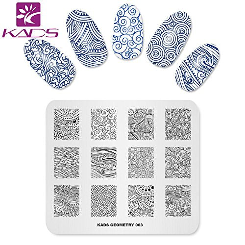 KADS 5Pcs/Set Nail Template Nail Art Template Decoration Tool Geometry Designer Style Image Plate 15 - BeesActive Australia