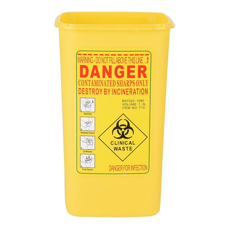 Sharps Bin - Delaman Biohazard Needle Container Disposable Tattoo Medical Plastic Box 1 Litre (Color : Yellow) - BeesActive Australia