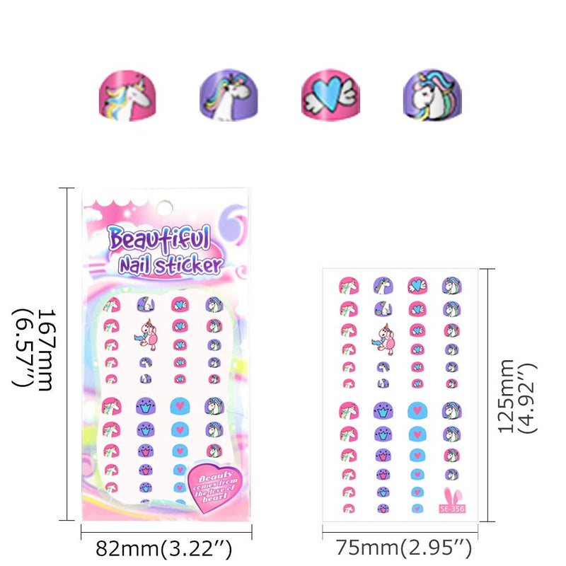 Fanoshon Kids Nail Art Stickers Unicorn Wraps Decals Set for Little Girls, 270+ Children Self Adhesive Unicorn Princess Birthday Party Supplies Fingernail Toenail Tips Makeup Manicure Christmas Gift - BeesActive Australia