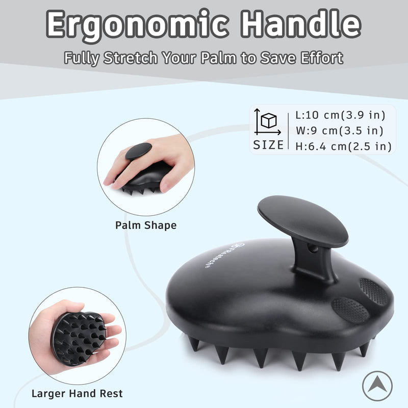 FREATECH 100% Silicone Hair Scalp Massager Shampoo Brush for Scalp Care and Hair Growth, Waterproof Shower Hair Scrubber Scalp Exfoliator for Dandruff and Buildup, Sturdy and Hygienic, Black - BeesActive Australia