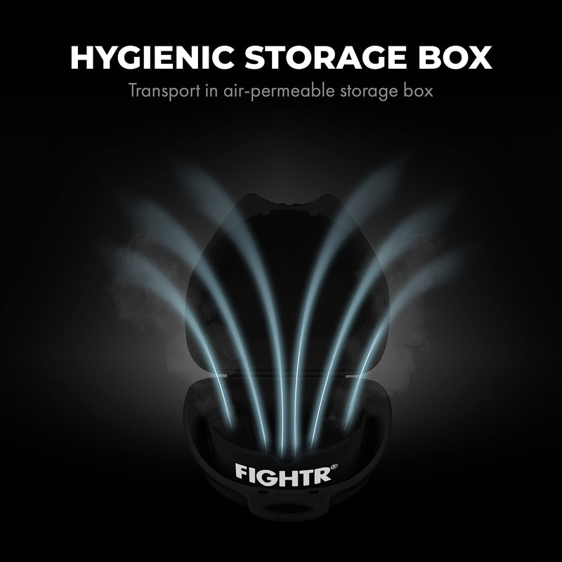 FIGHTR® Premium Mouth Guard - for Excellent Breathing & Easy to fit | Sports Mouth Guard for Boxing, MMA, Football, Lacrosse, Hockey and Other Sports | incl. hygienic Box Allblack - BeesActive Australia
