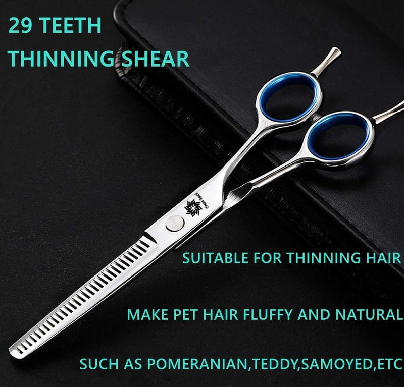 Dream Reach Dog Grooming Scissors - 7'' Professional Pet Cat Hair Scissors Set - Best Cutting & Curved & Thinning Shear Scissors & Grooming Comb Kit for Small Large Dogs Cats Pets - BeesActive Australia