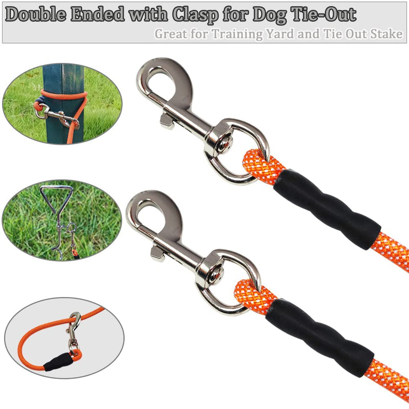 MayPaw Reflective Dog Tie Out Rope, 1/4" by 4m, 6m, 8m, 10m, 12m, 15m, 18m, 23m, 30m Long Tether for Yard Outdoor Medium Small Dogs / Puppy Training Lead 8m (26 Foot) Orange - BeesActive Australia