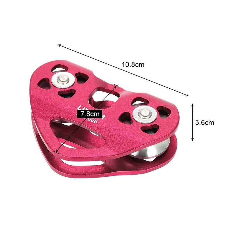 Lixada Climbing Pulley Zip Line Pulley 20kN Bearing Mobile Pulley with 25kN Screw Locking Carainber for Rigging Climbing Burgundy - BeesActive Australia