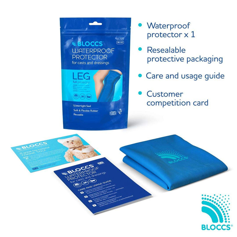 Bloccs Waterproof Plaster Cast Covers Leg, Swim, Shower & Bathe. Watertight Protector, Adult Full Leg - BeesActive Australia