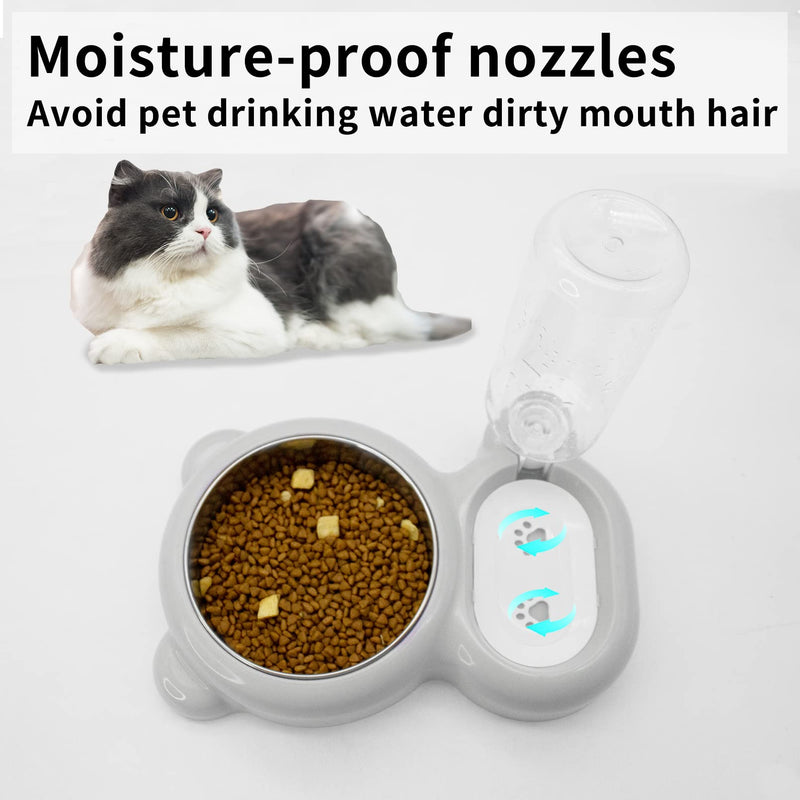 kathson Double Dog Cat Bowls, Kitten Food and Water Bowl Set Stainless Steel Detachable Puppy Feeder and Automatic Water Dispenser Pet Feeder for Small Size Dog (Grey) Grey - BeesActive Australia