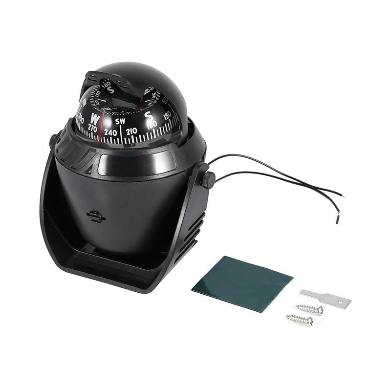 Compass Boating Navigation Marine Compass, Electronic LED Light Pivoting Compass, Multifunction Digital Navigation Compass with Night Lighting for Marine Boat Truck Car, Black - BeesActive Australia