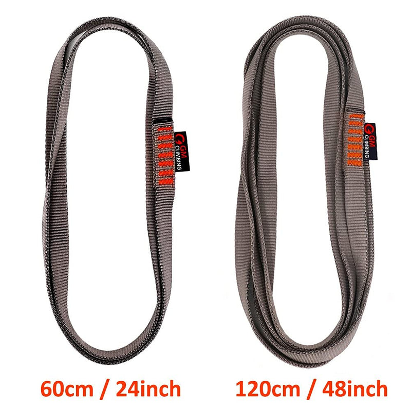 GM CLIMBING 16mm Nylon Sling Runner 22kN / 4950lbf CE UIAA Certified Gray 120cm / 48inch | Pack of 3 - BeesActive Australia