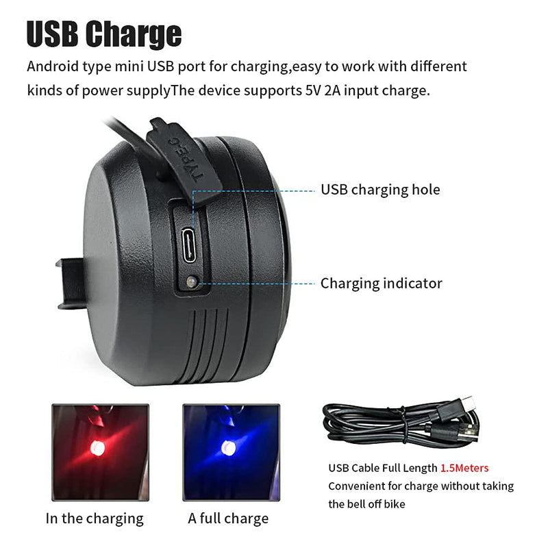 Electric Bike Bell Alarm Horn Waterproof with Remote Controller Anti-Theft Vibration Alarm Bike Horn with USB Rechargeable Function for Mountain Bike | Road Bicycle | Scooters etc - BeesActive Australia