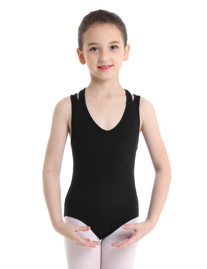 [AUSTRALIA] - moily Girls Floral Lace Racer Back Ballet Leotard Gymnastics Dance Sports Tank Top Activewear Black 7/8 