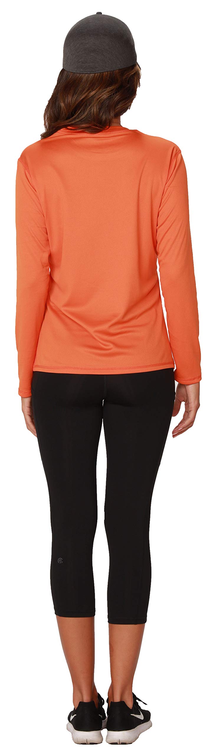 [AUSTRALIA] - INGEAR Women's UPF 50+ UV Sun Protection Outdoor Performance Long Sleeve T-Shirt Moisture Wicking Athletic Shirts Orange Medium 